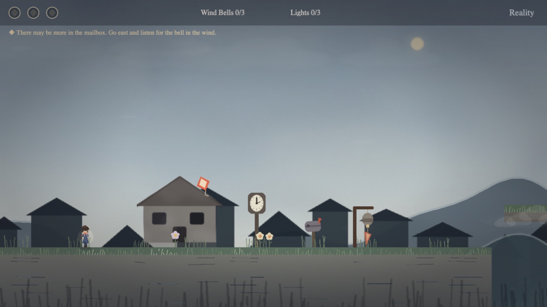 Echoes Above gameplay screenshot showing Echo in the empty town